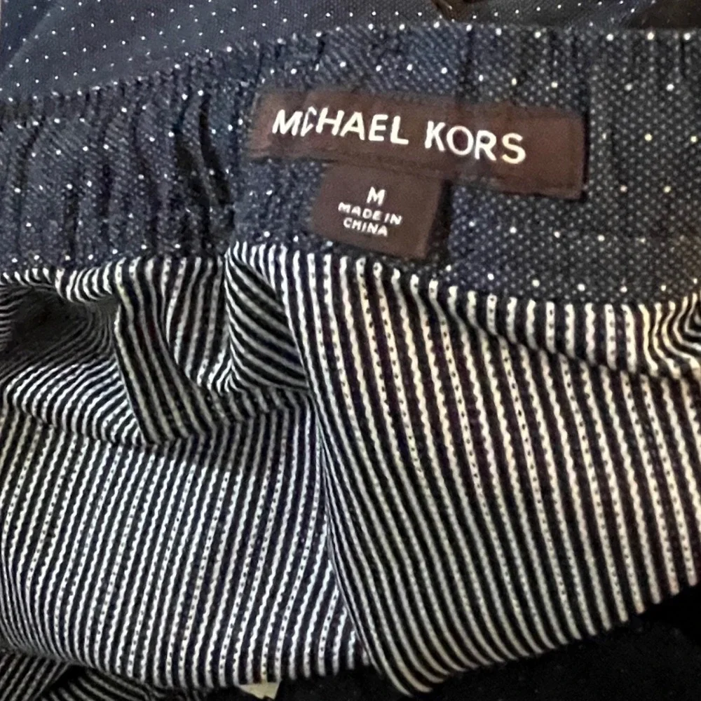 Michael Kors Men Swim Trunks Navy Blue Polka Dot Drawstring Elastic Waist Size M